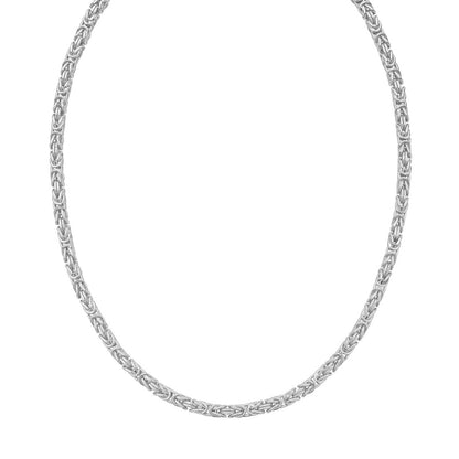 Sterling Silver Rhodium Plated Lite Square Byzantine Chain (4.80 mm)