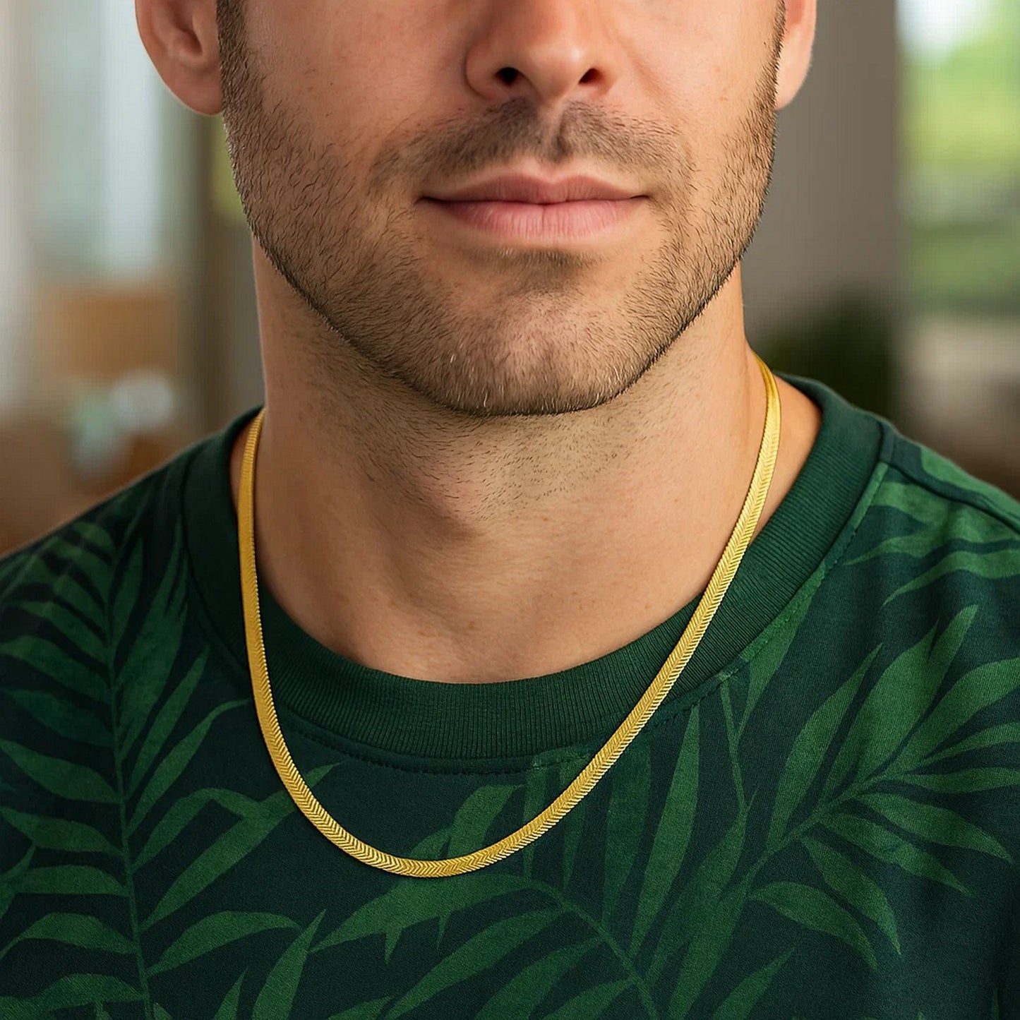 Sterling Silver Yellow Gold Plated Imperial Herringbone Chain (3.40 mm)