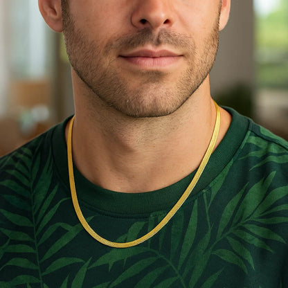 Sterling Silver Yellow Gold Plated Imperial Herringbone Chain (3.40 mm)