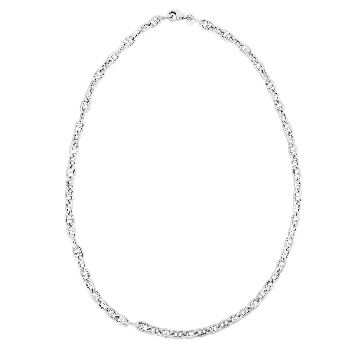 Sterling Silver Rhodium Plated Puffed Mariner Chain (5.90 mm)