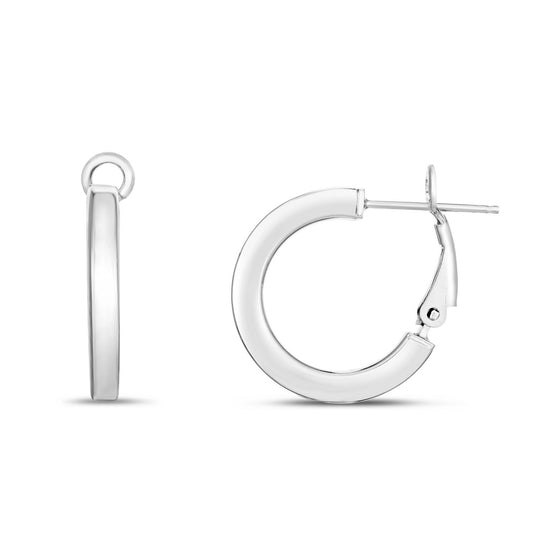 Sterling Silver Flat Wide Hoop Earrings