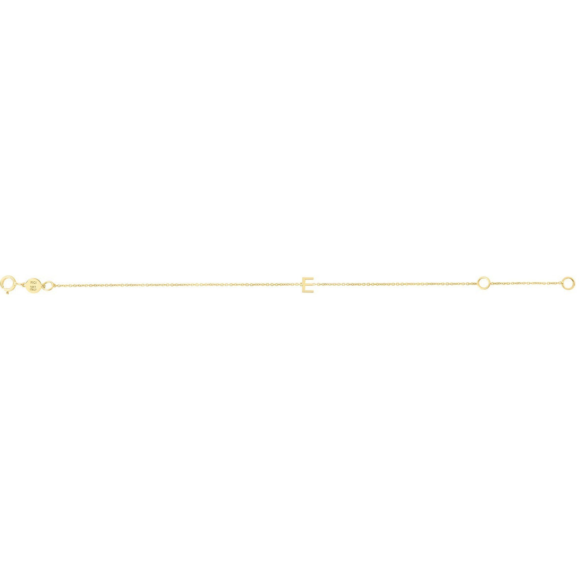 14K Yellow Gold Mini Initial E Bracelet