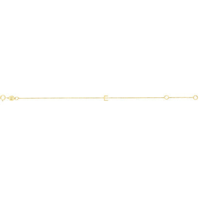 14K Yellow Gold Mini Initial E Bracelet