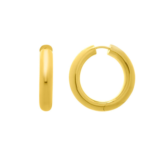 Sterling Silver Yellow Gold Plated Round Hoop Earrings