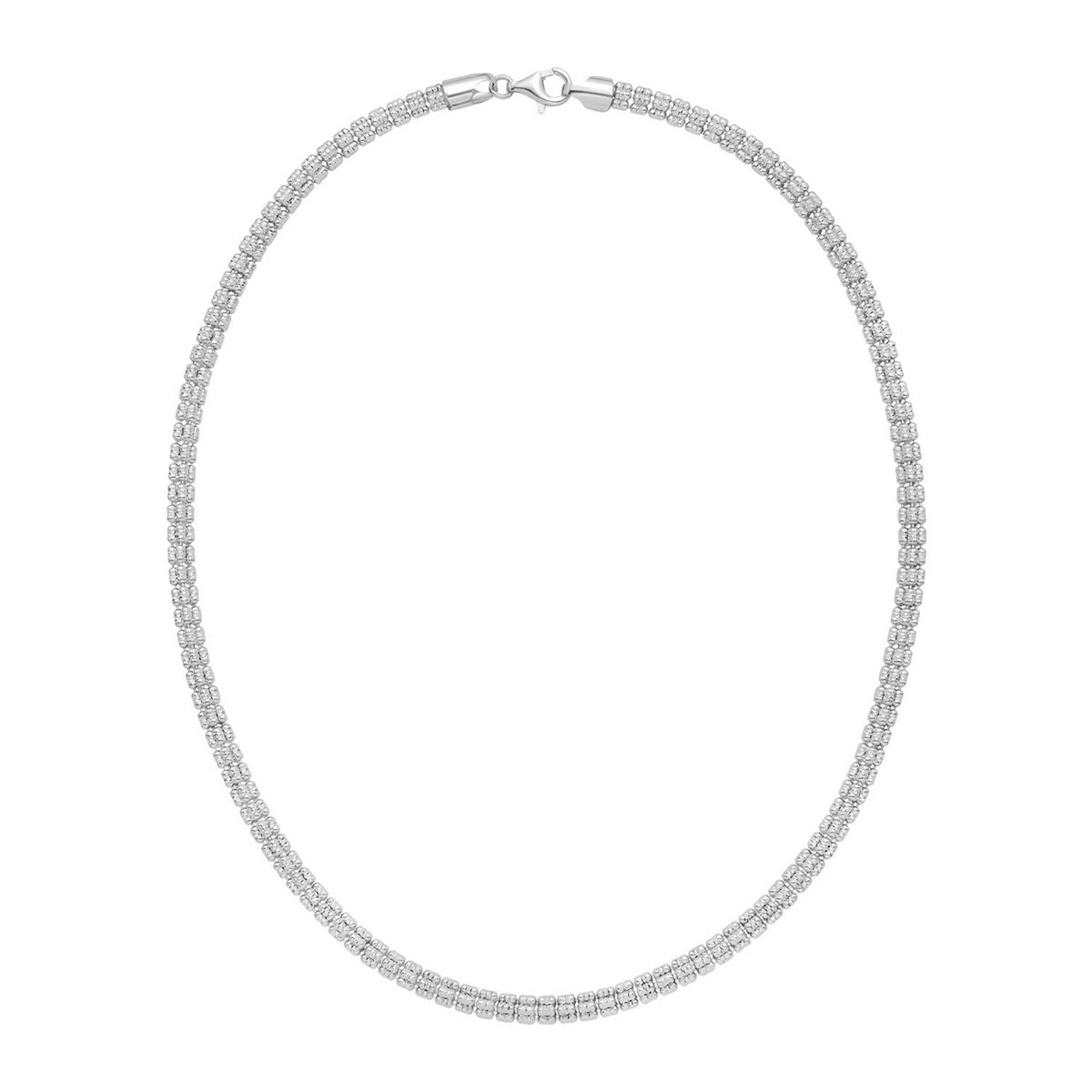 Sterling Silver Rhodium Plated Ice Barrel Chain (5.00 mm)