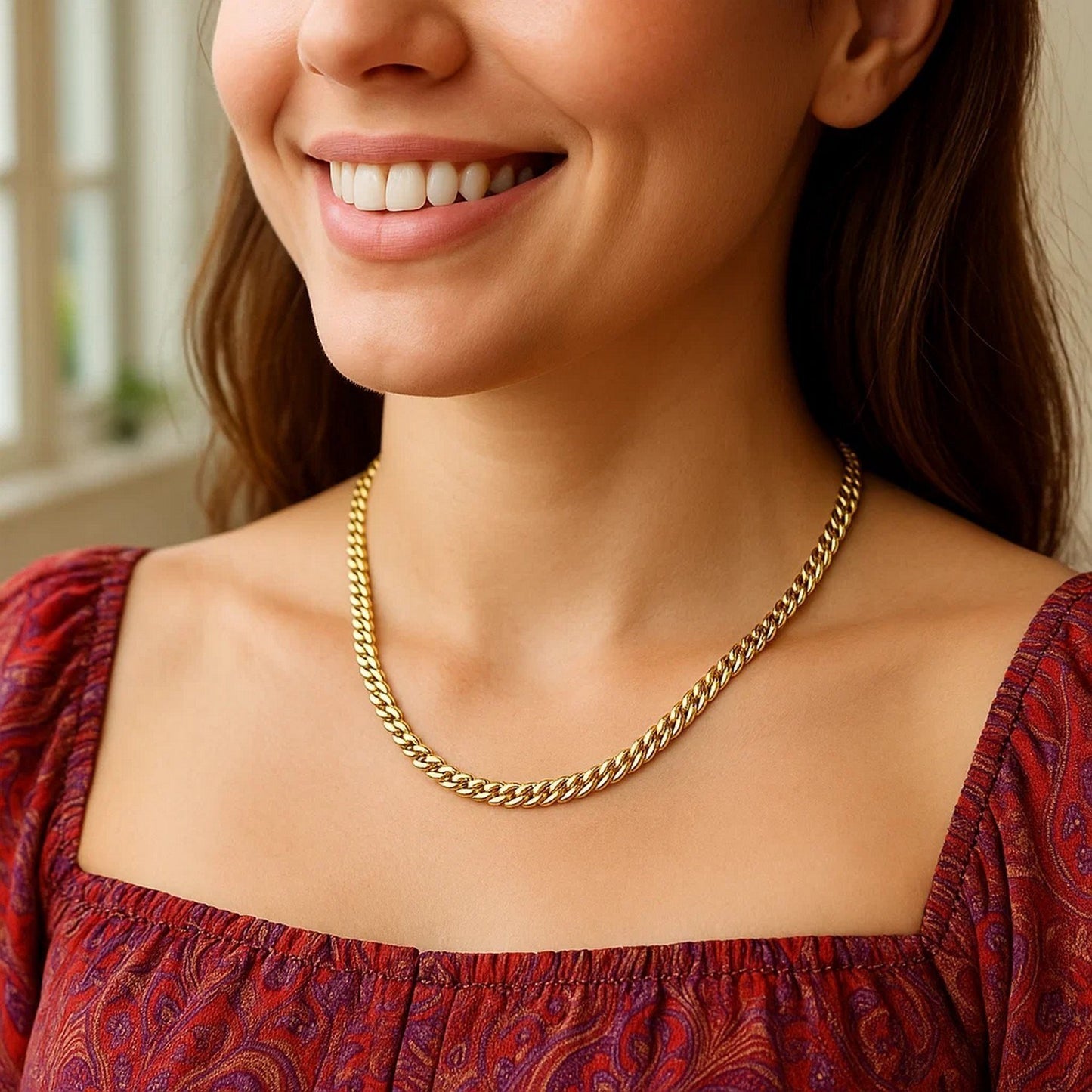 Sterling Silver Yellow Gold Plated Miami Cuban Chain (4.90 mm)