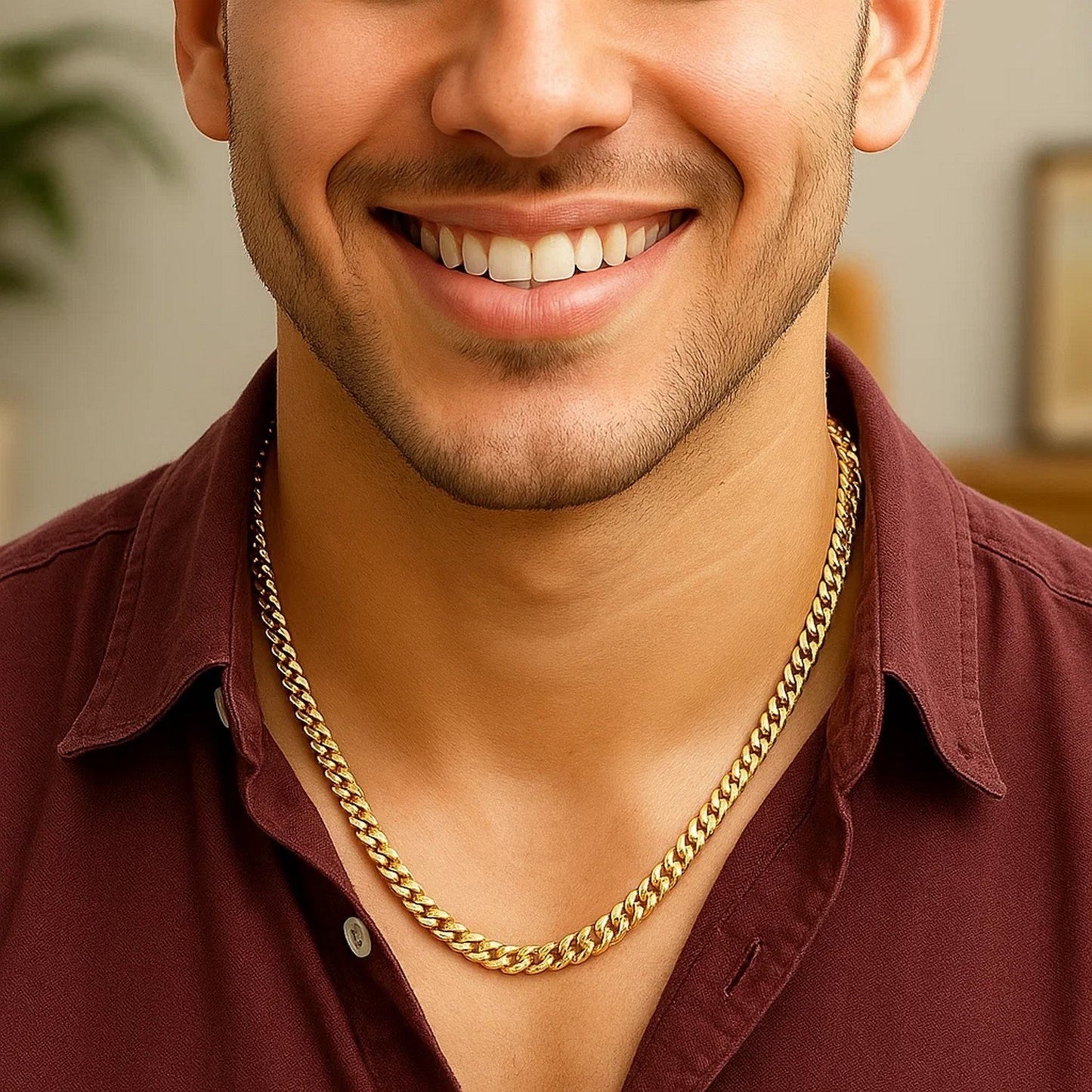 Sterling Silver Yellow Gold Plated Miami Cuban Chain (4.90 mm)