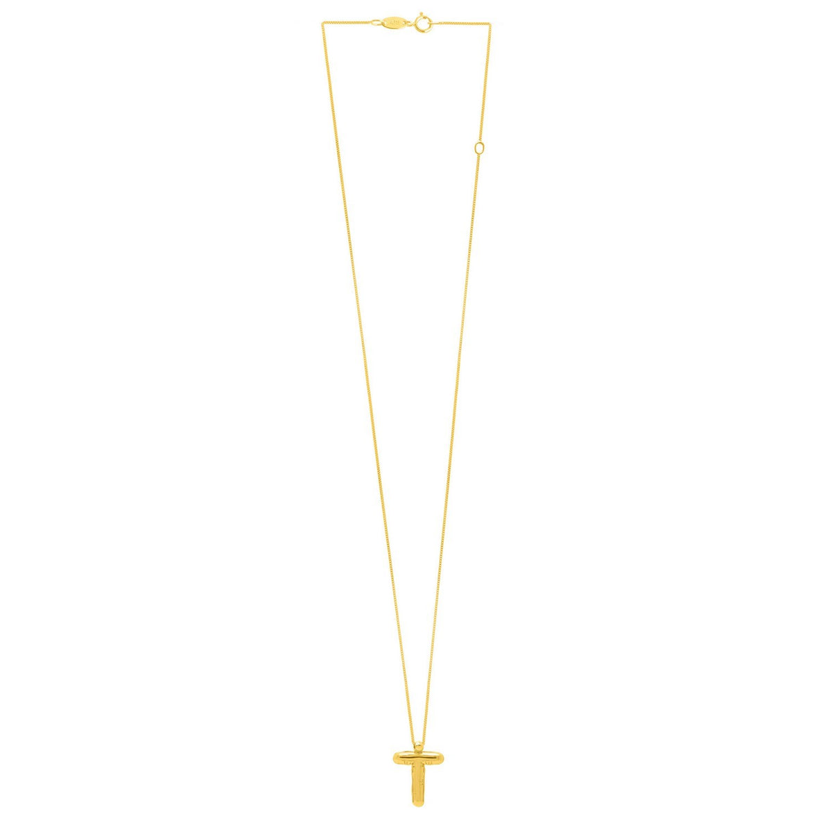 14K Yellow Gold Helium Initial T Pendant