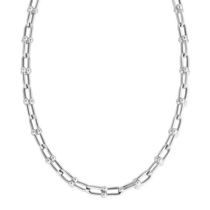 Sterling Silver Rhodium Plated Jax Link Bead Chain (9.30 mm)