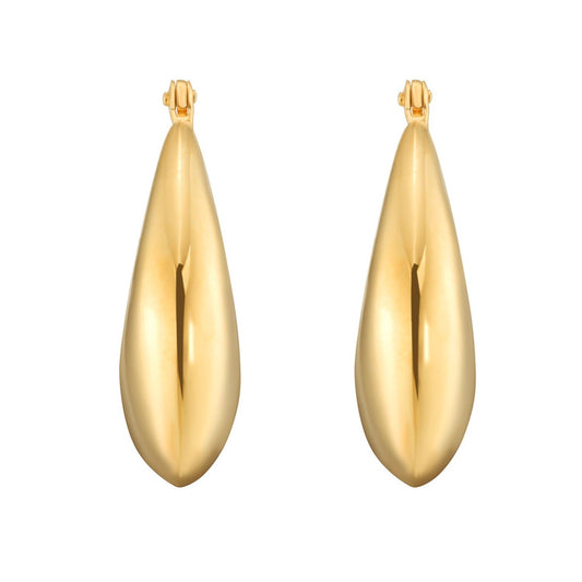 Sterling Silver Yellow Gold Plated Sculptural Crescent Hoop Earrings