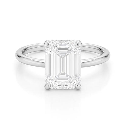 5 Carat Emerald Lab Grown IGI G/VS1 Diamond Solitaire Ring in 14K White Gold