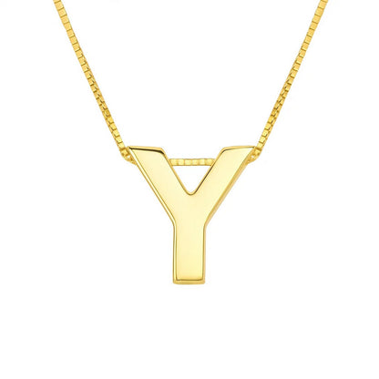 14K Yellow Gold Yours Truly Block Letter Initial Y Necklace
