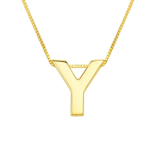 14K Yellow Gold Yours Truly Block Letter Initial Y Necklace