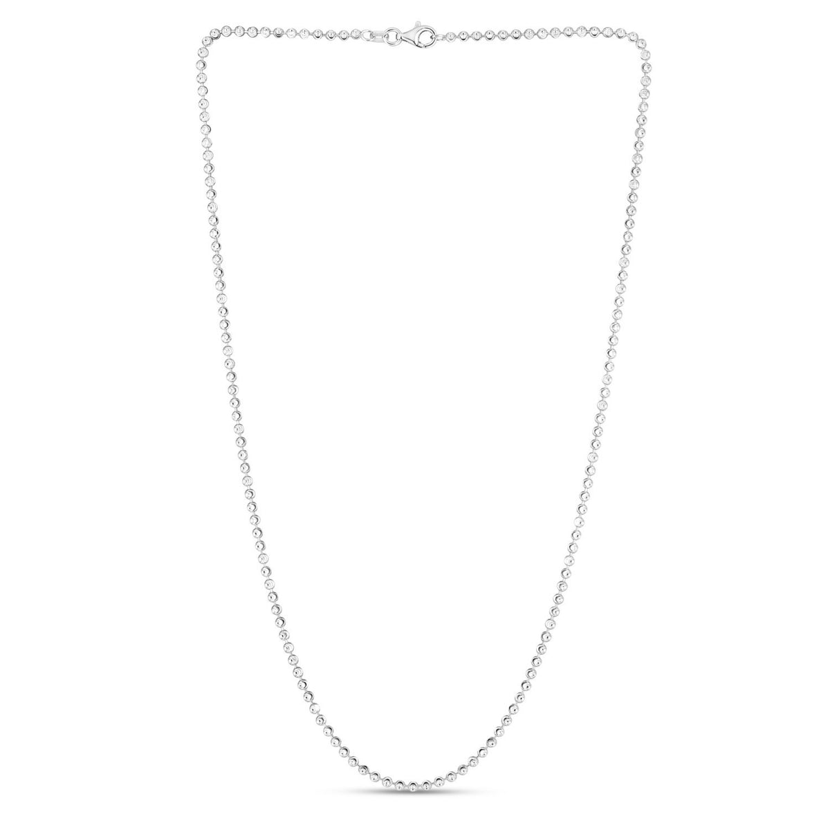 Sterling Silver Rhodium Plated Moon Cut Bead Chain (2.50 mm)