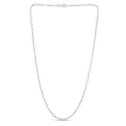 Sterling Silver Rhodium Plated Moon Cut Bead Chain (2.50 mm)