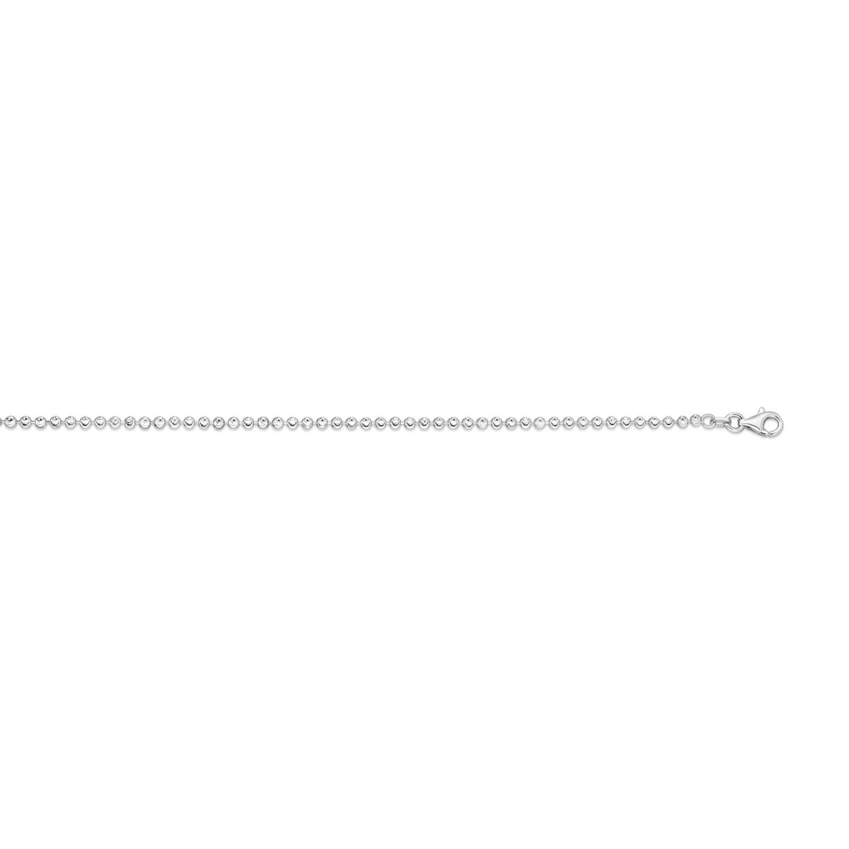 Sterling Silver Rhodium Plated Moon Cut Bead Chain (2.50 mm)