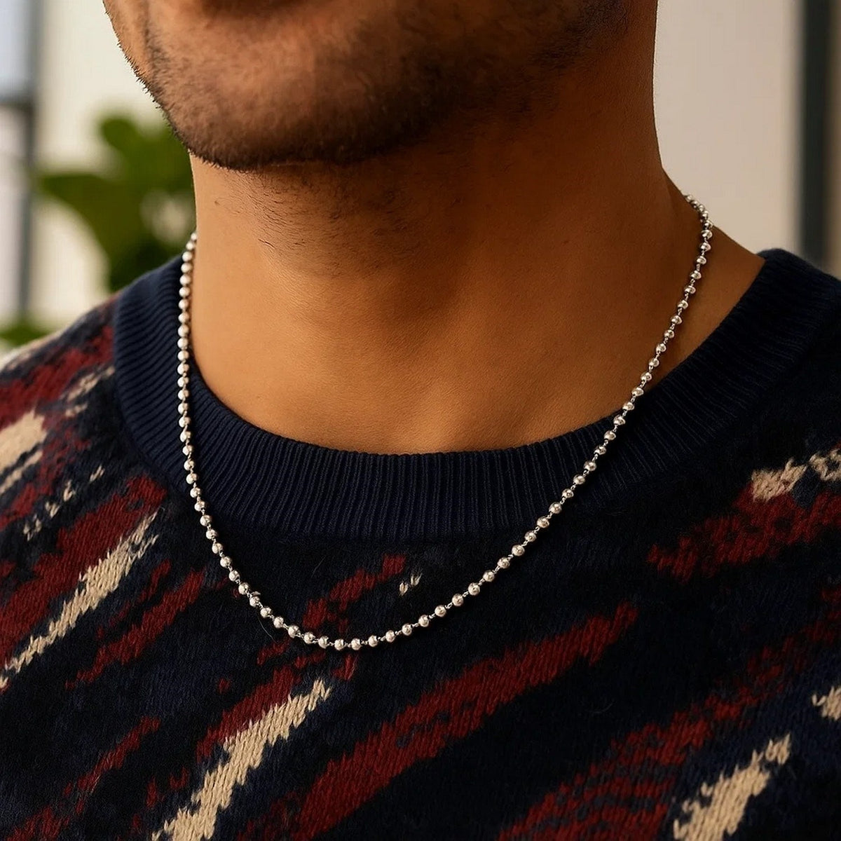 Sterling Silver Rhodium Plated Moon Cut Bead Chain (2.50 mm)