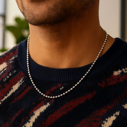 Sterling Silver Rhodium Plated Moon Cut Bead Chain (2.50 mm)
