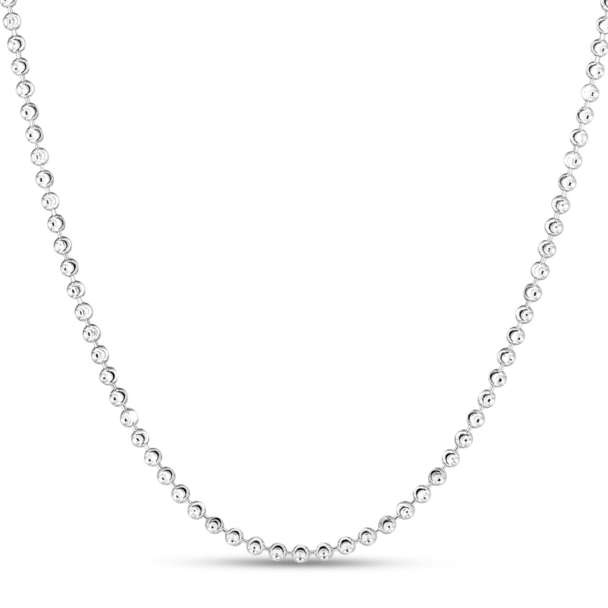 Sterling Silver Rhodium Plated Moon Cut Bead Chain (2.50 mm)