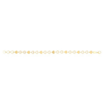 14K Yellow Gold MOP Heart Mirror Gem Bracelet