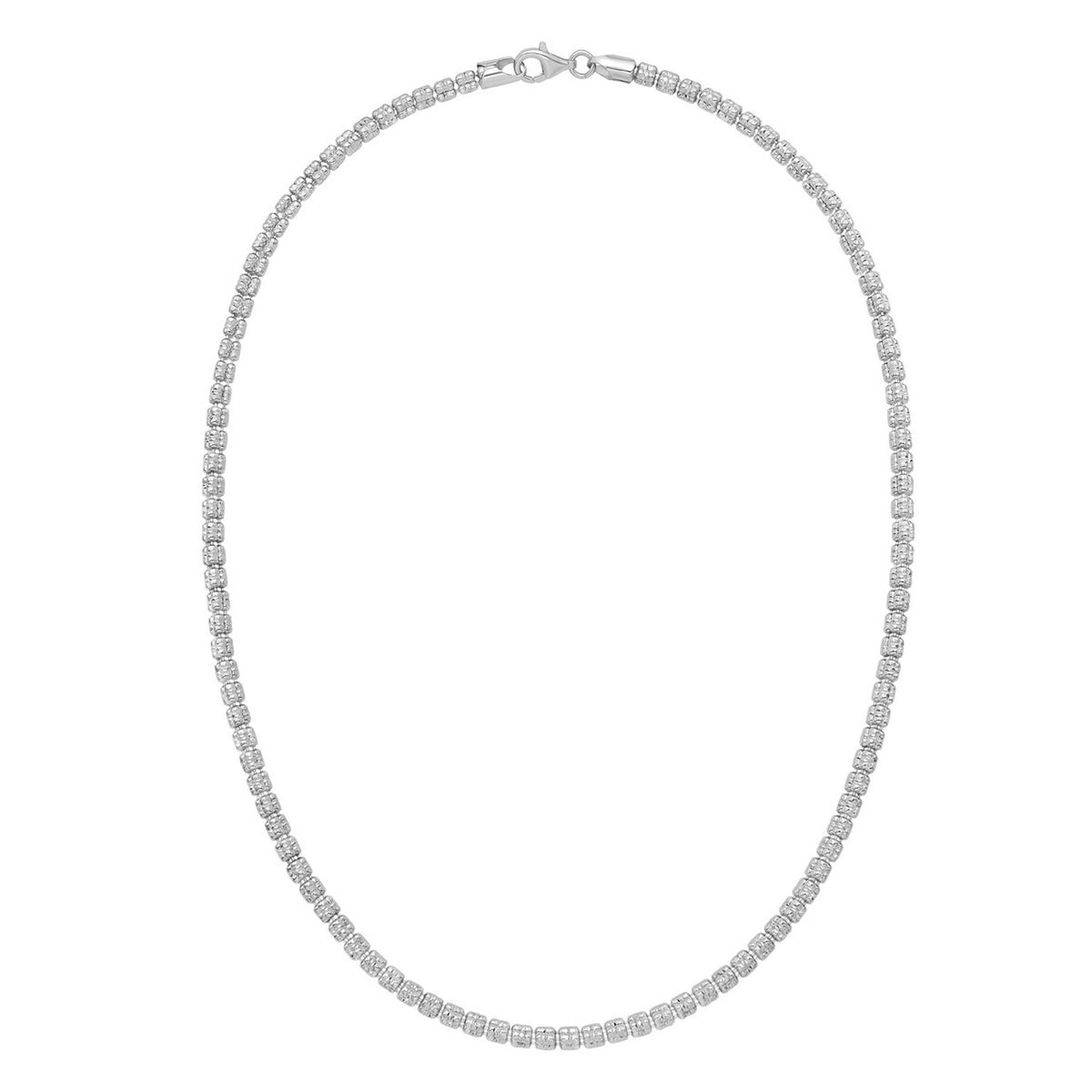 Sterling Silver Rhodium Plated Ice Barrel Chain (3.80 mm)