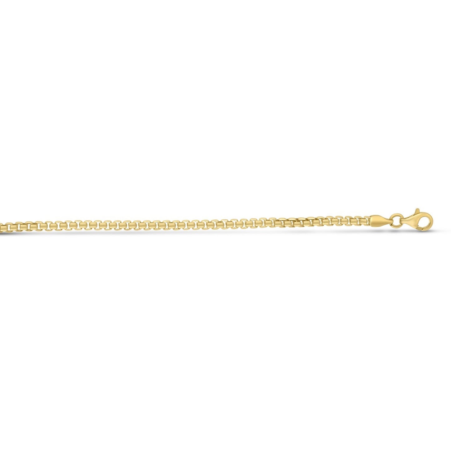 Sterling Silver Yellow Gold Plated Round Box Chain (2.60 mm)