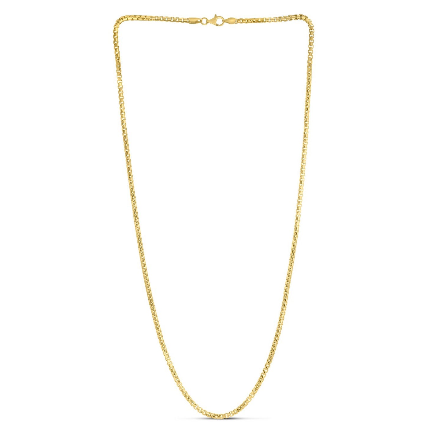 Sterling Silver Yellow Gold Plated Round Box Chain (2.60 mm)
