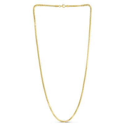 Sterling Silver Yellow Gold Plated Round Box Chain (2.60 mm)