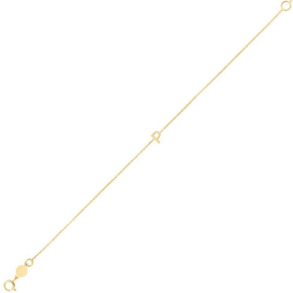 14K Yellow Gold Mini Initial P Bracelet
