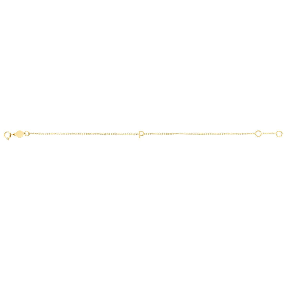 14K Yellow Gold Mini Initial P Bracelet