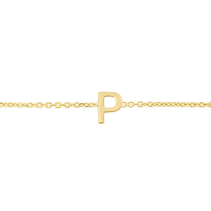 14K Yellow Gold Mini Initial P Bracelet