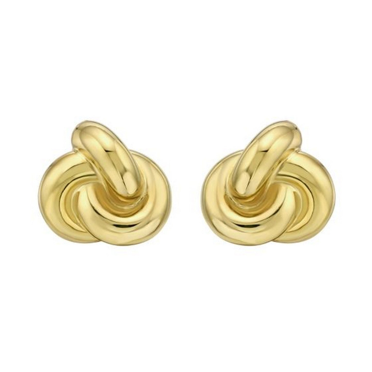 Sterling Silver Yellow Gold Plated Puffed Love Knot Stud Earrings