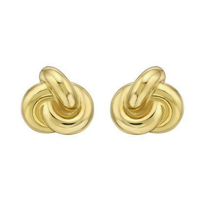 Sterling Silver Yellow Gold Plated Puffed Love Knot Stud Earrings