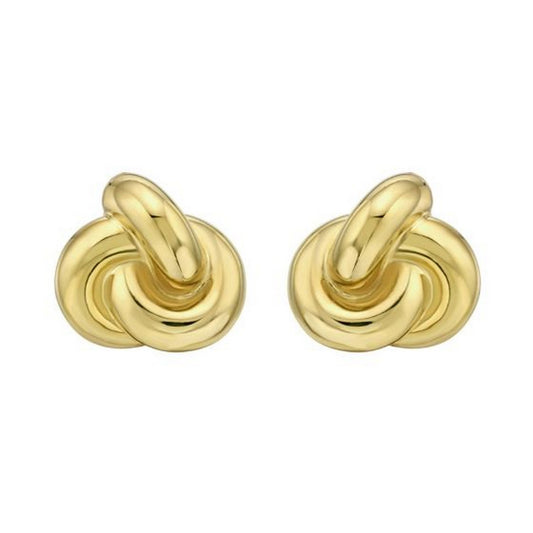 Sterling Silver Yellow Gold Plated Puffed Love Knot Stud Earrings