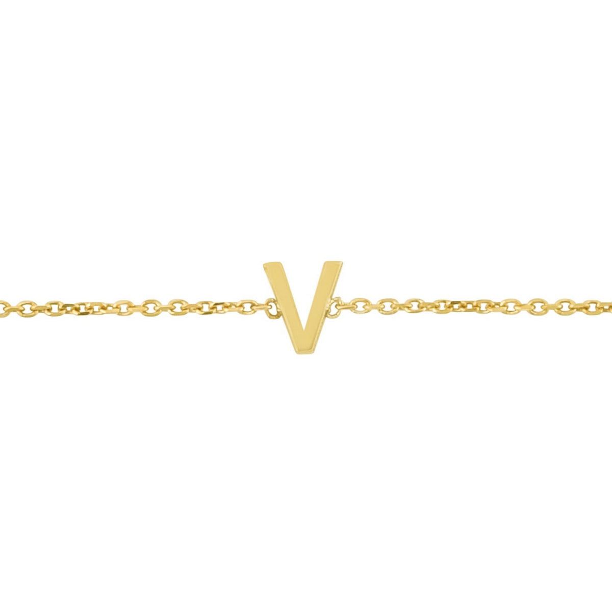 14K Yellow Gold Mini Initial V Bracelet