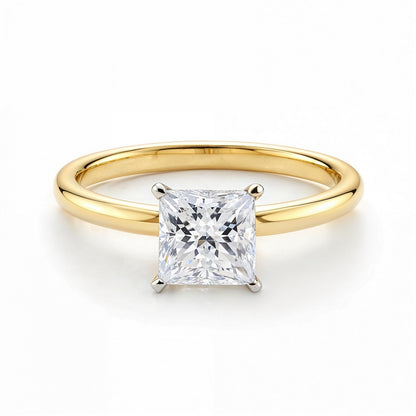 1 Carat Princess Lab Grown IGI G/VS1 Diamond Solitaire Ring in 10K Yellow Gold