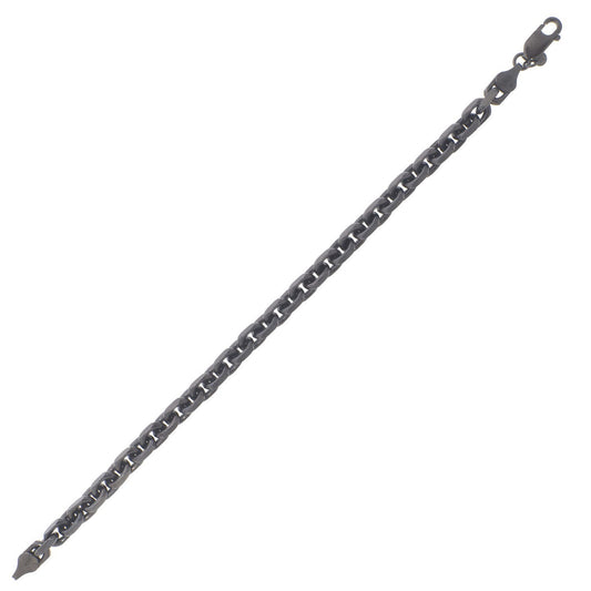 Sterling Silver Black Ruthenium Plated Oval Link Bracelet (5.60 mm)
