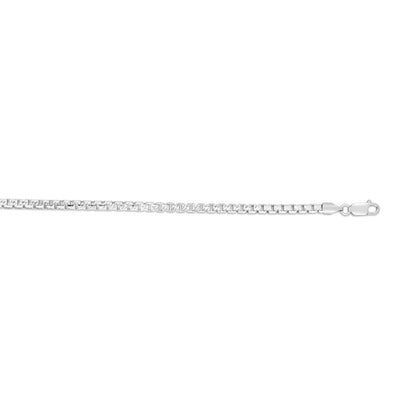 Sterling Silver Rhodium Plated Rockstar Cut Round Box Chain (3.90 mm)
