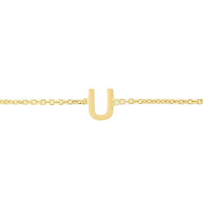 14K Yellow Gold Mini Initial U Bracelet