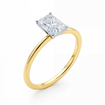 1 Carat Radiant Lab Grown IGI G/VS1 Diamond Solitaire Ring in 14K Yellow Gold