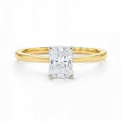 1 Carat Radiant Lab Grown IGI G/VS1 Diamond Solitaire Ring in 14K Yellow Gold
