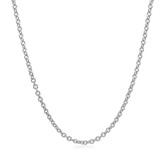 14k White Gold Round Cable Link Chain (1.9 mm)