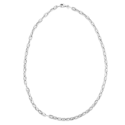 Sterling Silver Rhodium Plated Puffed Mariner Bracelet (5.90 mm)