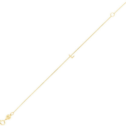 14K Yellow Gold Mini Initial L Bracelet