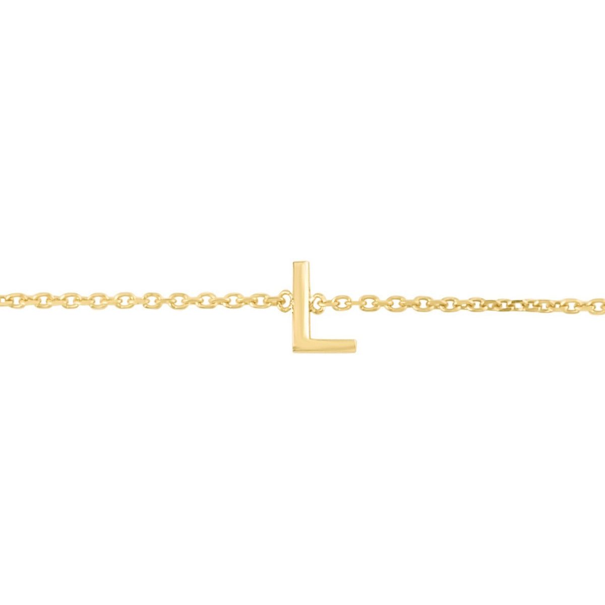 14K Yellow Gold Mini Initial L Bracelet