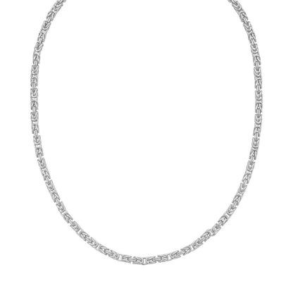 Sterling Silver Rhodium Plated Lite Square Byzantine Chain (4.20 mm)
