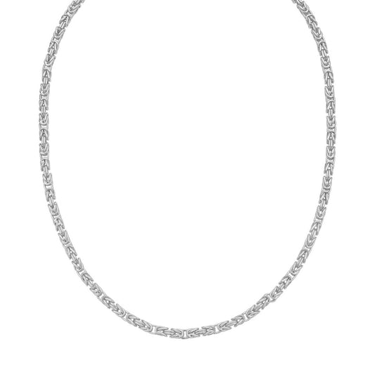 Sterling Silver Rhodium Plated Lite Square Byzantine Chain (4.20 mm)