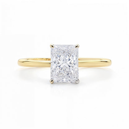 2 Carat Radiant Lab Grown IGI G/VS1 Diamond Solitaire Ring in 10K Yellow Gold