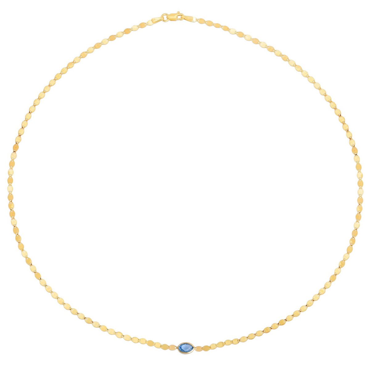 14K Yellow Gold Blue Topaz Mirrored Chain (2.20 mm)