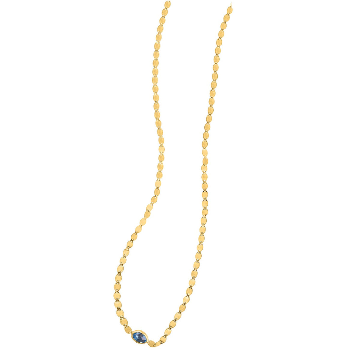14K Yellow Gold Blue Topaz Mirrored Chain (2.20 mm)
